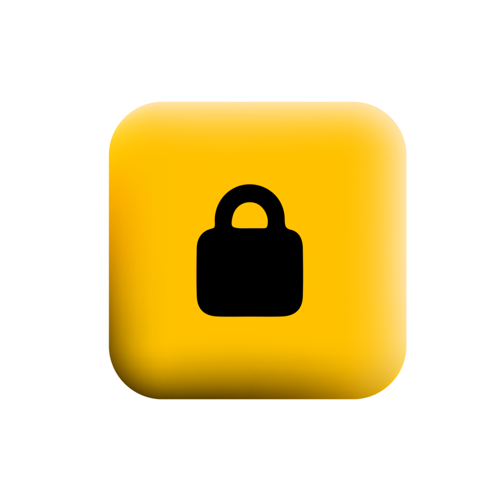 A yellow square button with a lock icon png