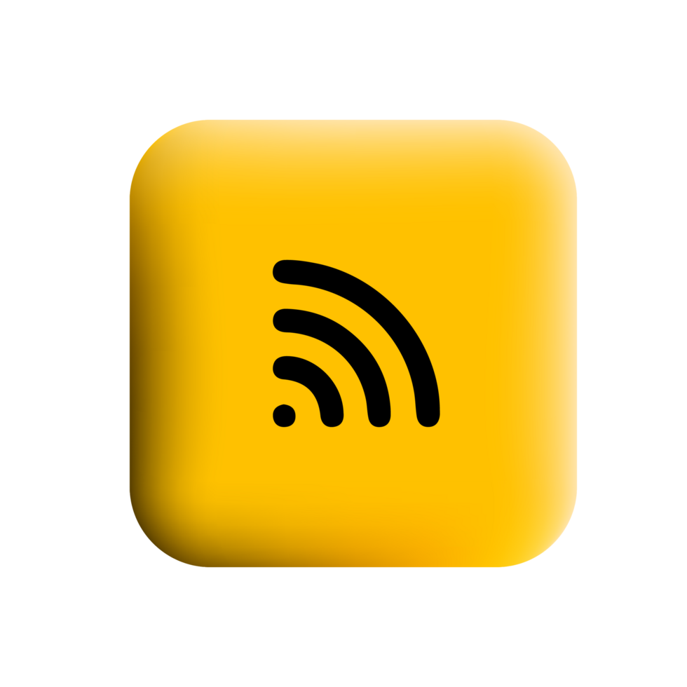 A yellow square button with a wifi icon png