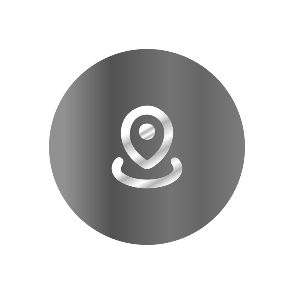 A black and white icon of a pin on a white background png