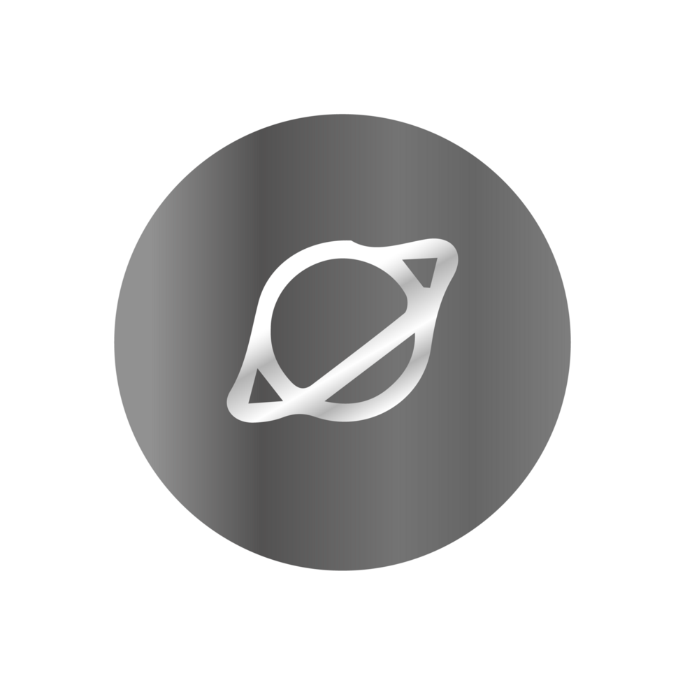A black and white icon of a planet png