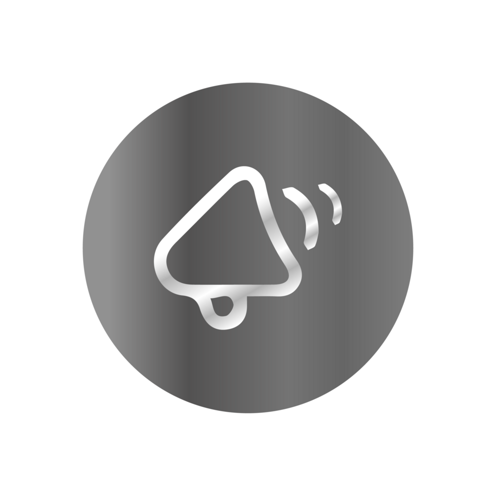 A white and gray icon of a megaphone png