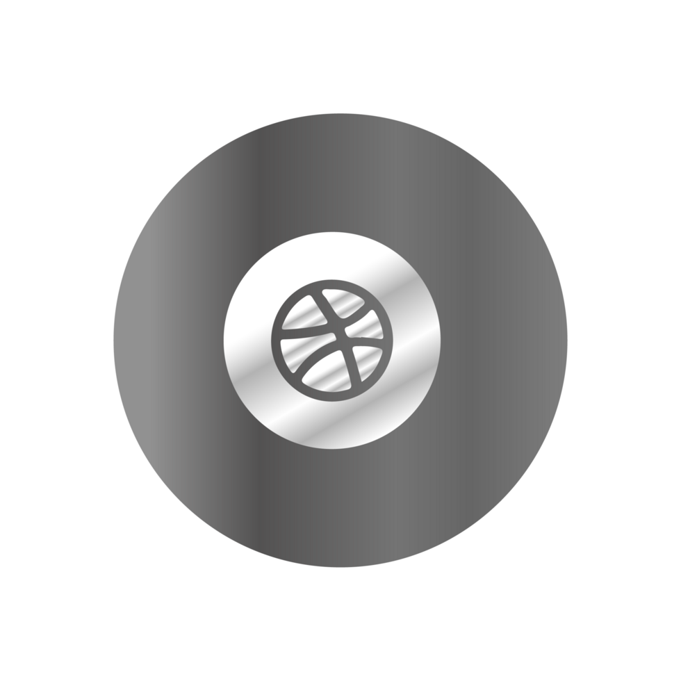 A silver and black button with a basketball ball png