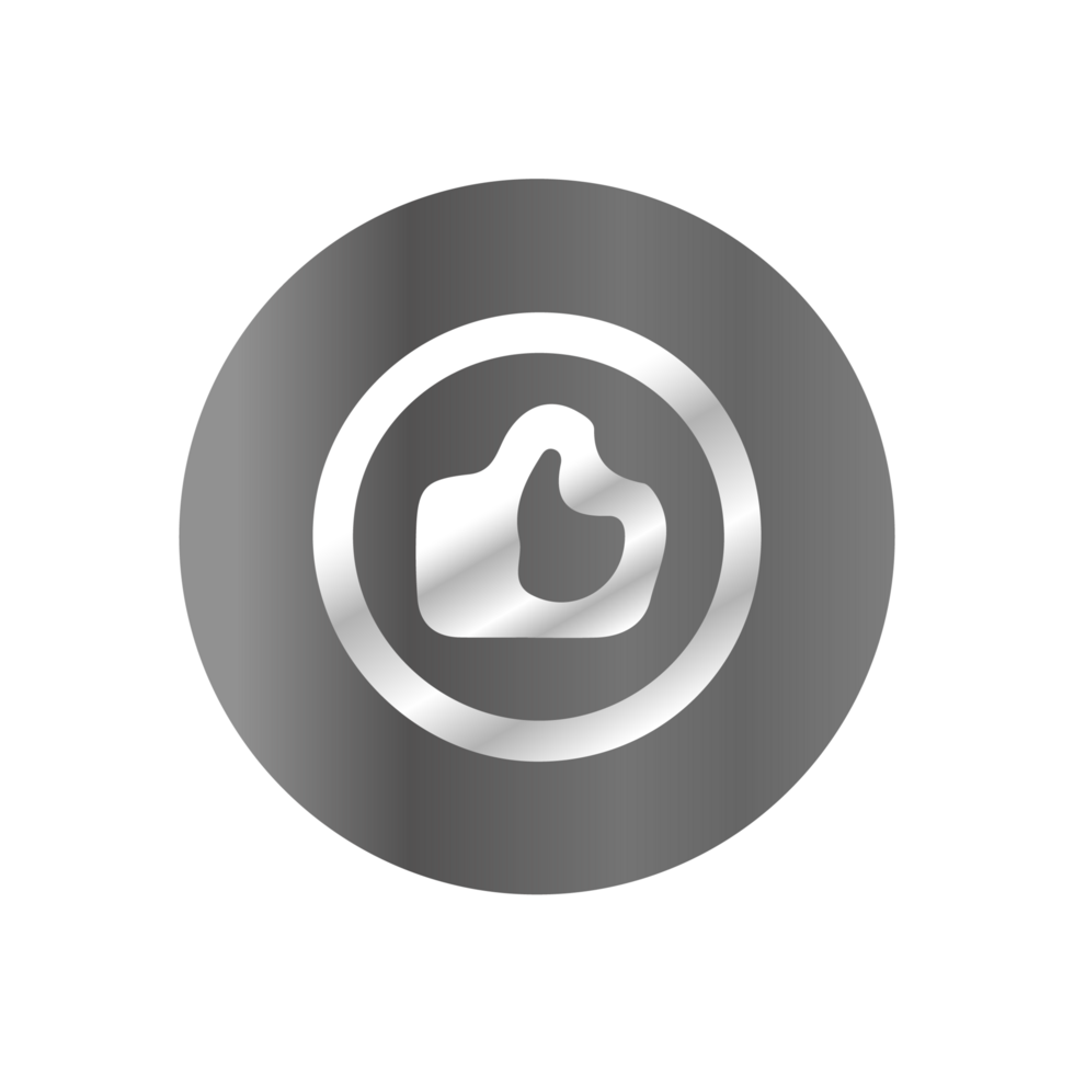 A silver button with a thumb up sign png