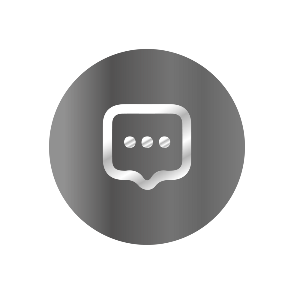 A silver and white icon of a speech bubble png