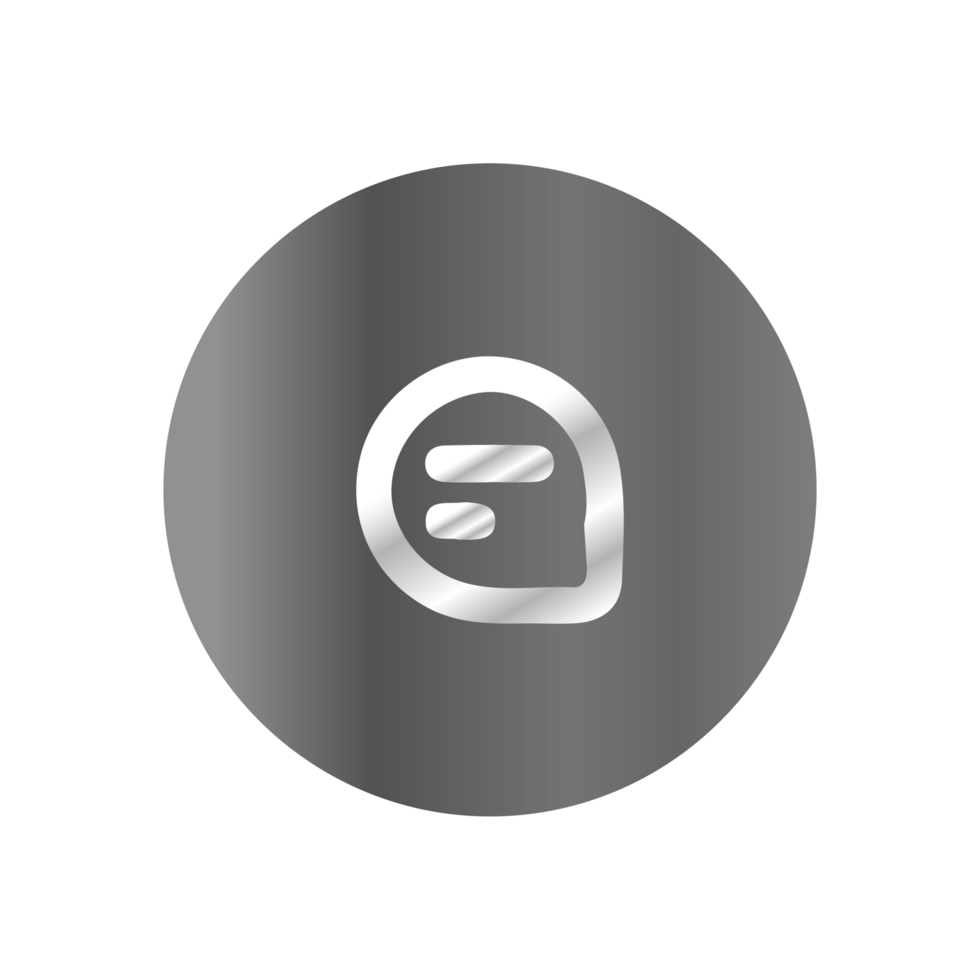 A silver and white button with the letter e png