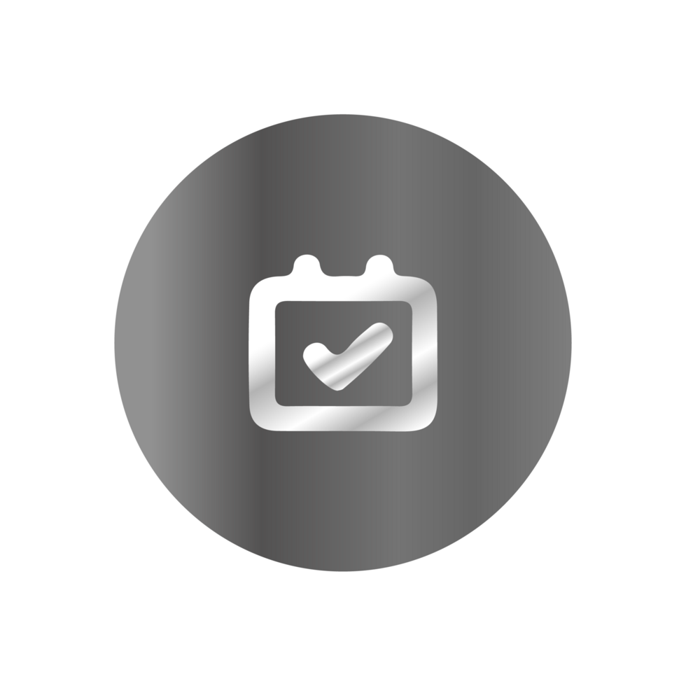 A silver icon with a check mark on a black background png