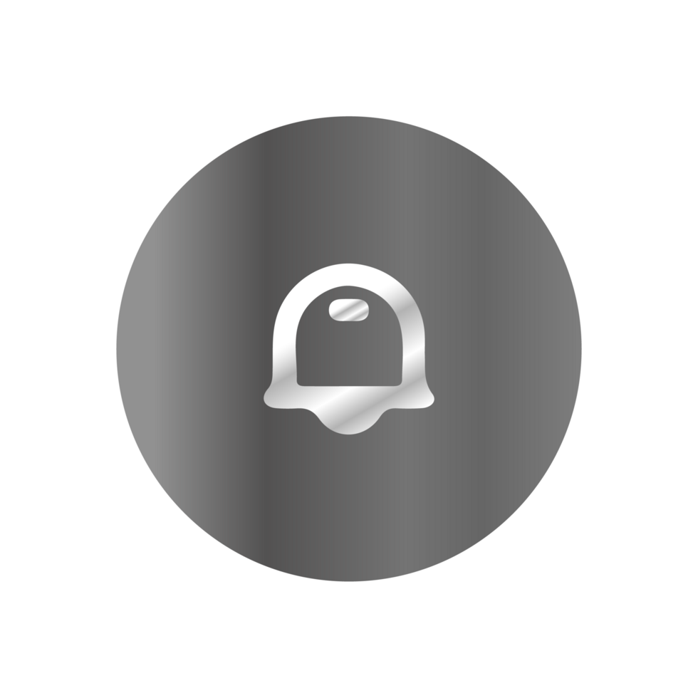 A white button with a black background and a white ghost png