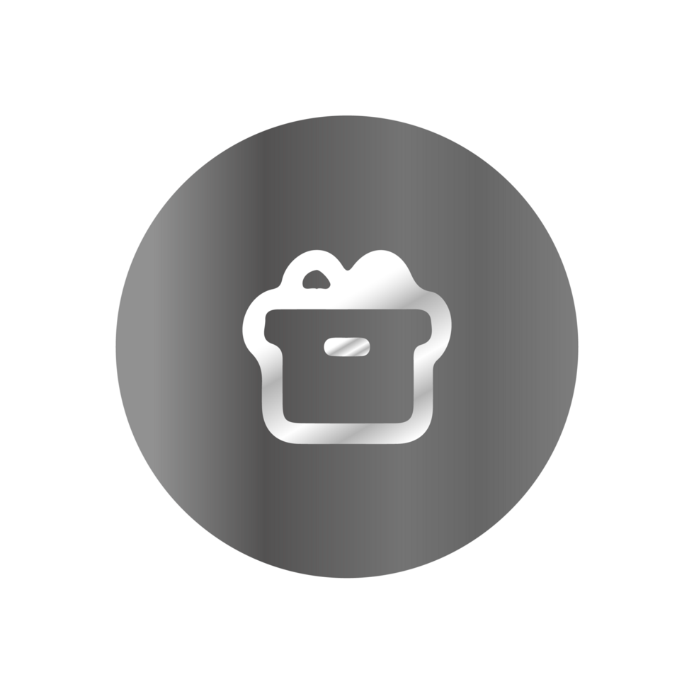 A silver icon of a gift box on a black background png