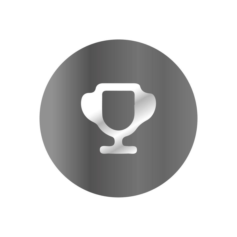 Silver trophy icon on black background png