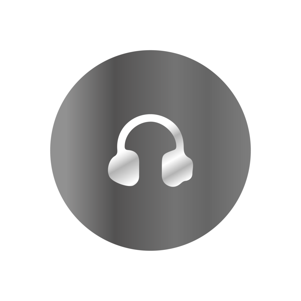 A white and gray headphone icon on a black background png