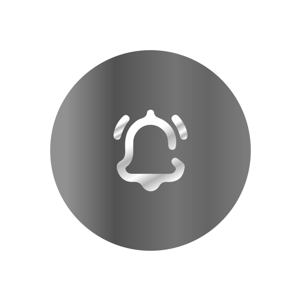 A white bell icon on a black background png