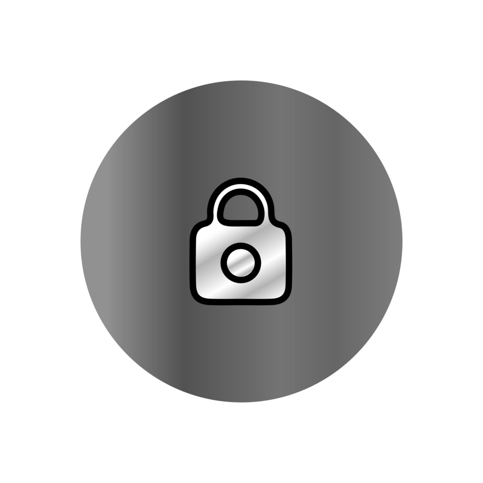 A black and white icon of a lock on a black background png