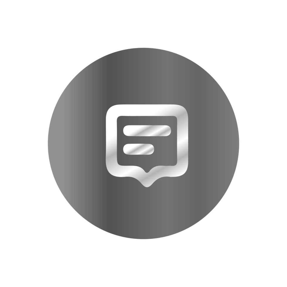 A gray and white icon of a chat bubble png