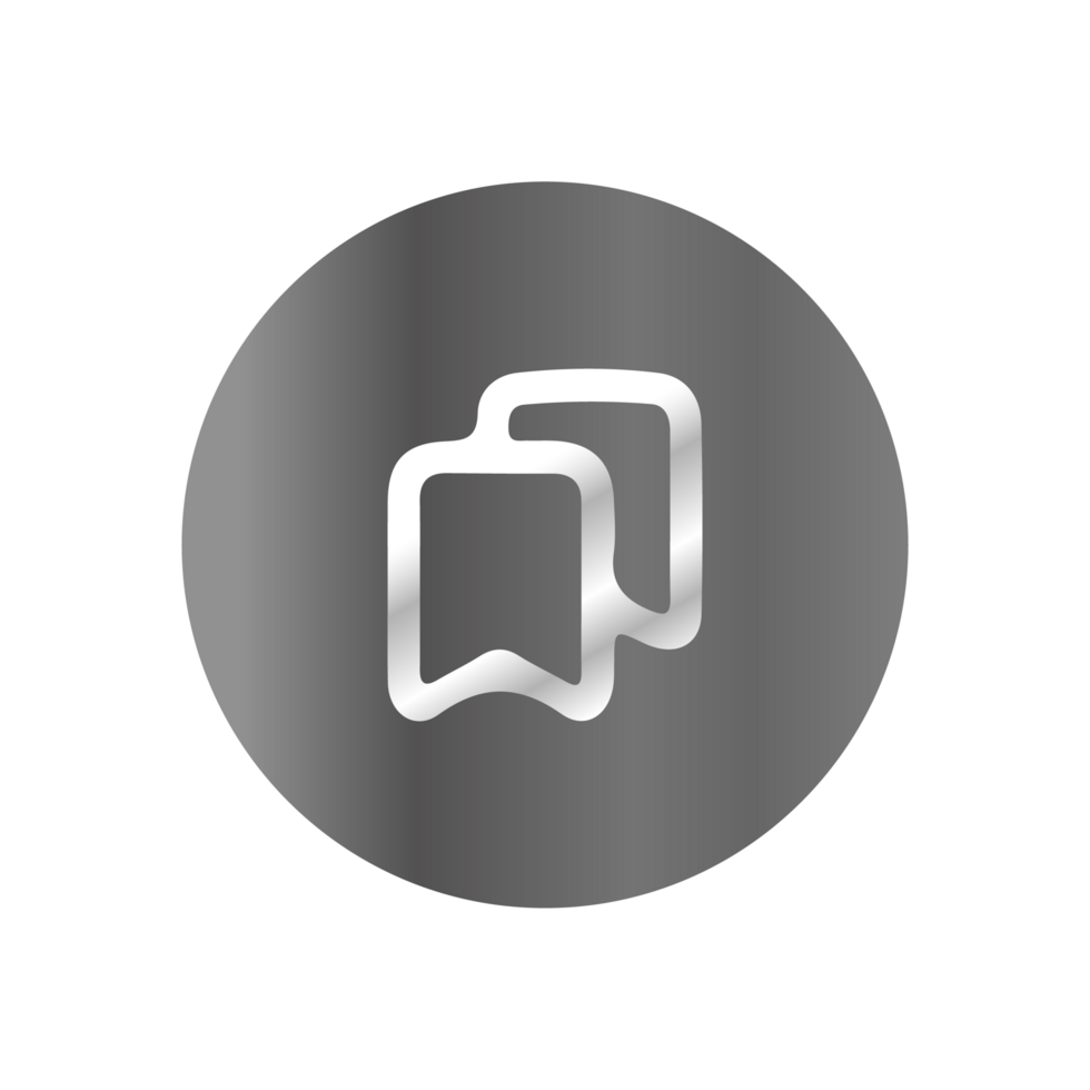 A gray and white icon of a book on a black background png