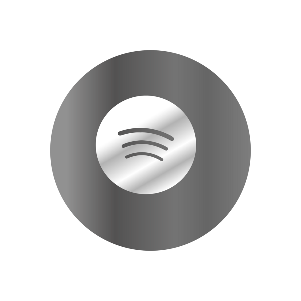 A silver and white button with a spotify logo png
