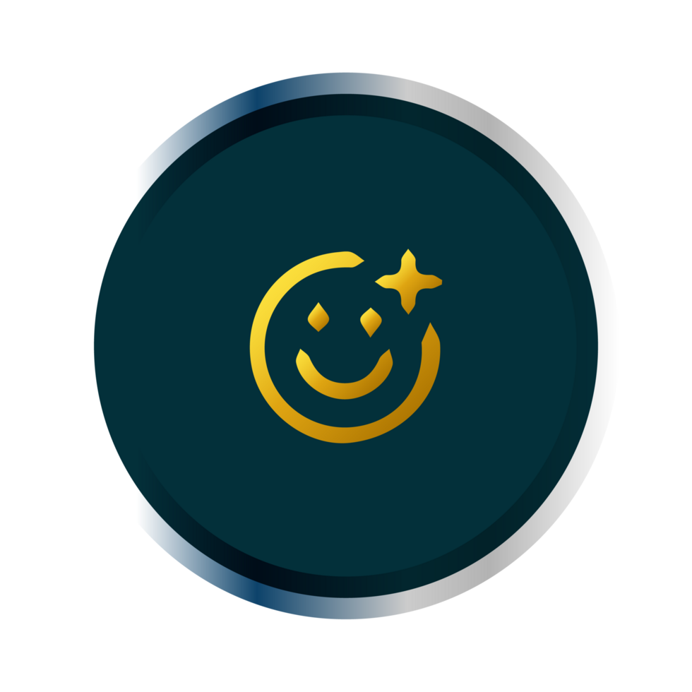 A smiley face with a star on a black background png