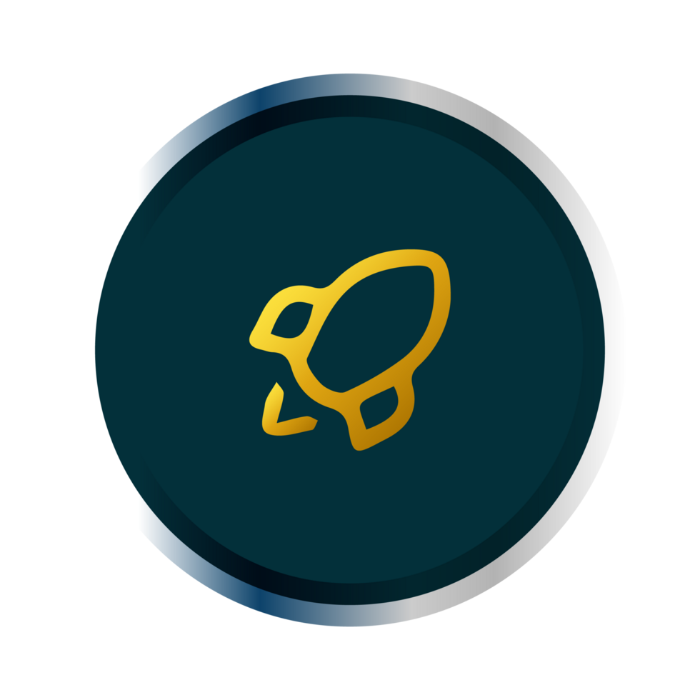 A flat icon of a rocket on a black background png