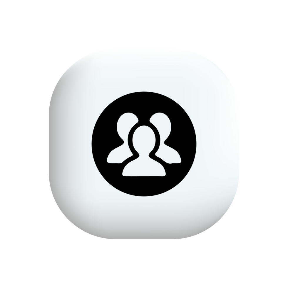 A white button with a group of people on it png
