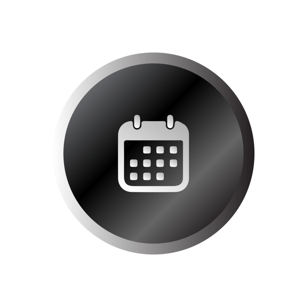 A black and white calendar icon on a black background png