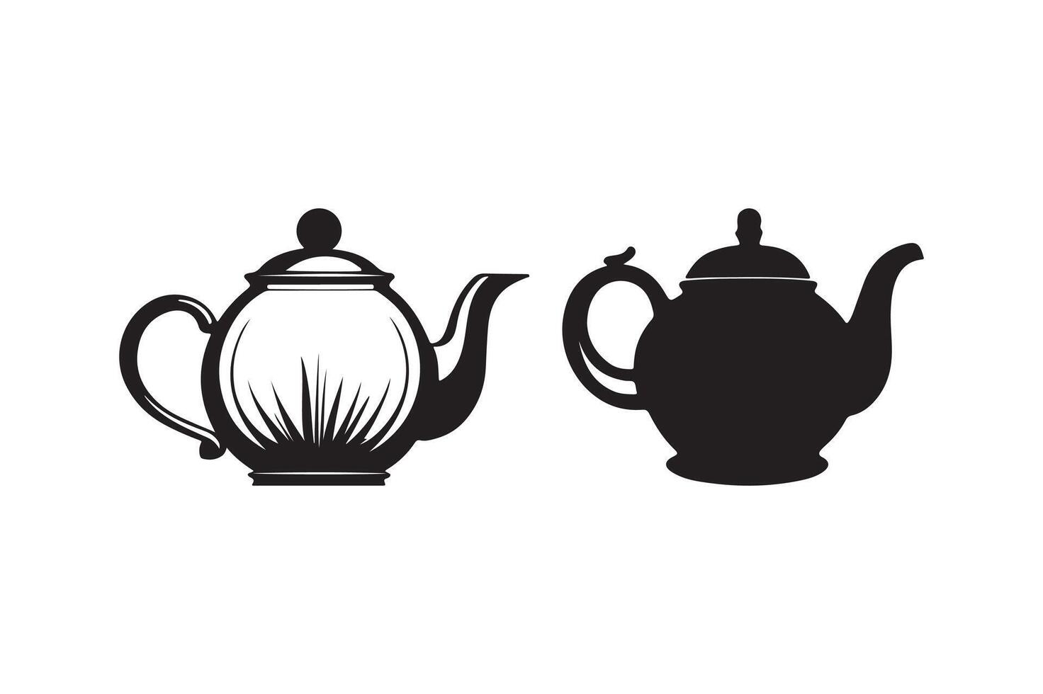 Vintage and Modern Teapot Silhouette vector