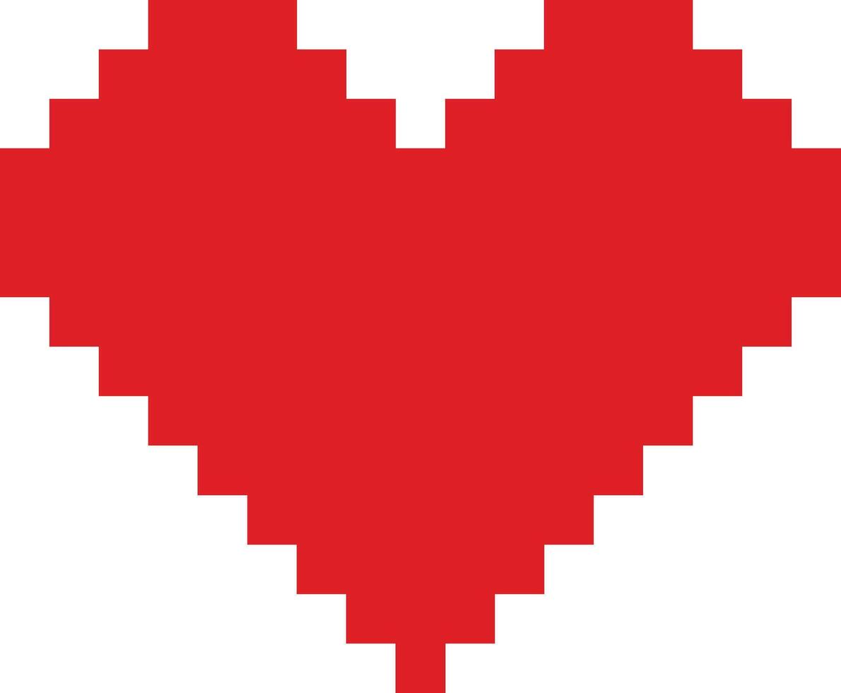 pixel art heart red color, rendered in a retro 8-bit style. vector