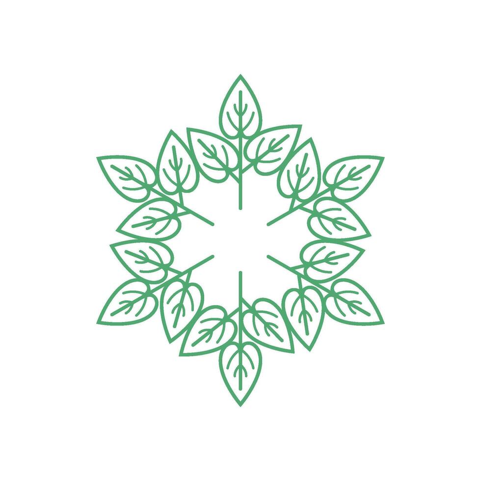 Green Leaves Lines Flower Ornamental Logo Template Illustration Design. EPS 10. vector