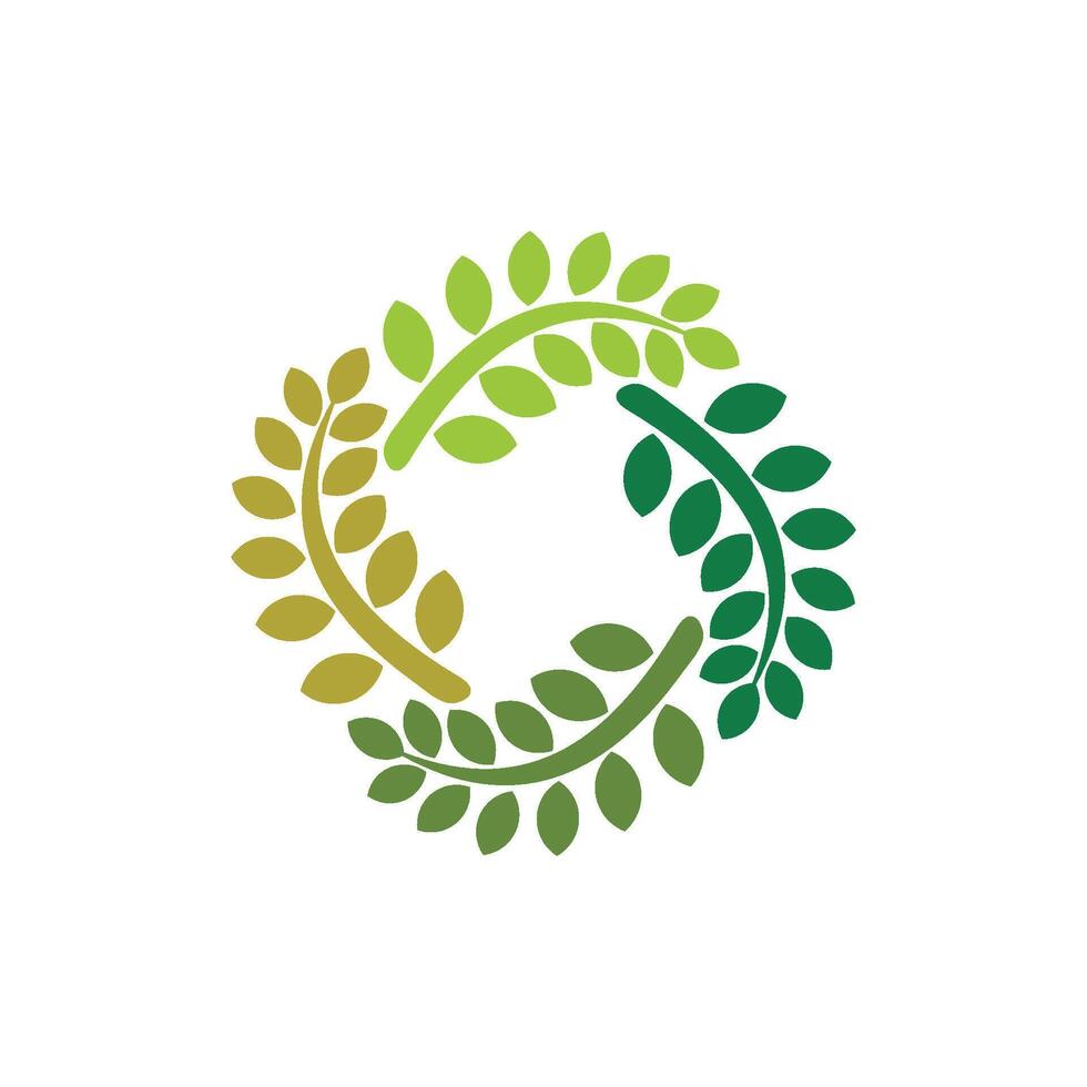 Ornate Green Leaves Circle Ornamental Logo Template illustration design EPS 10 vector