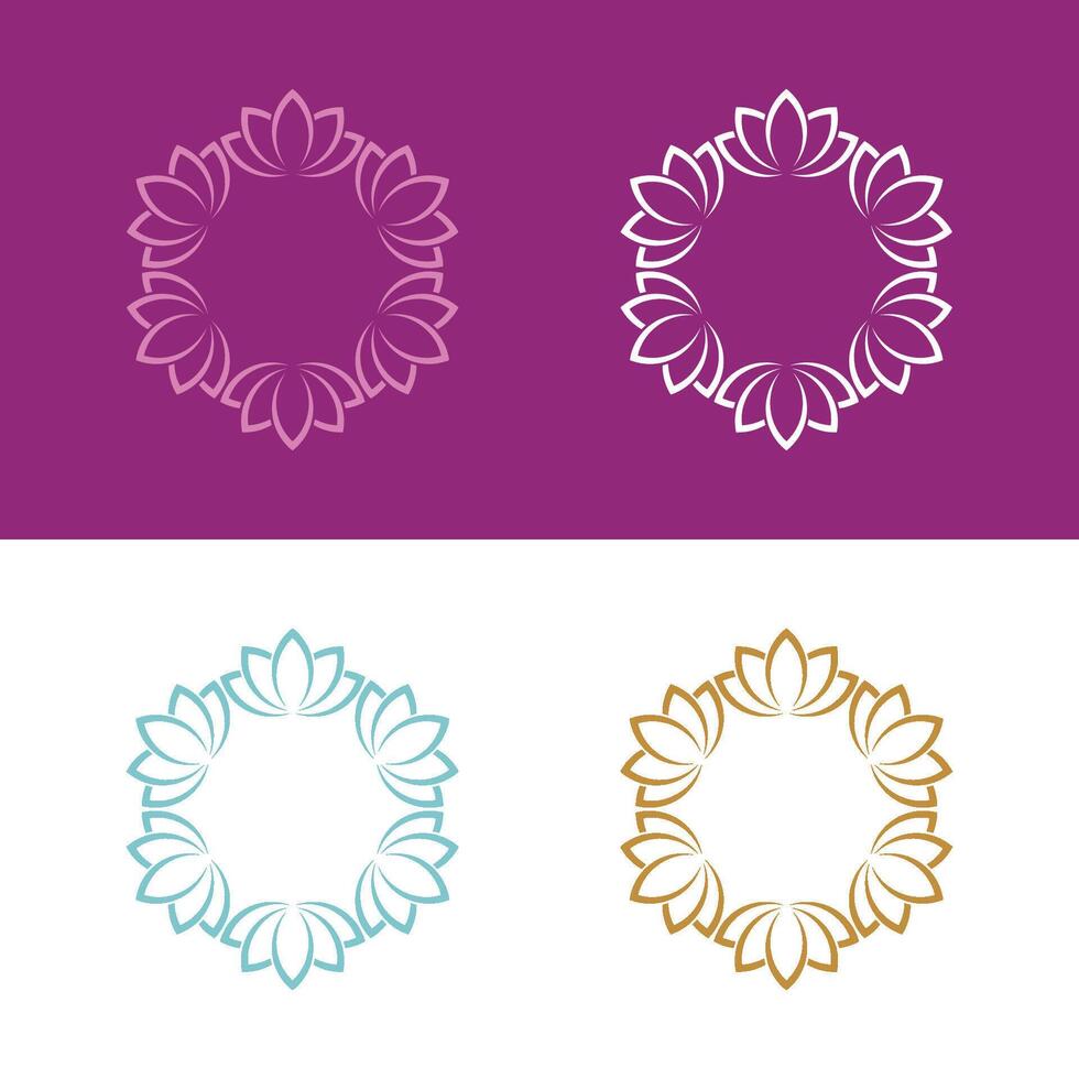 Set Abstract Ornamental Flower Logo Template Illustration Design vector