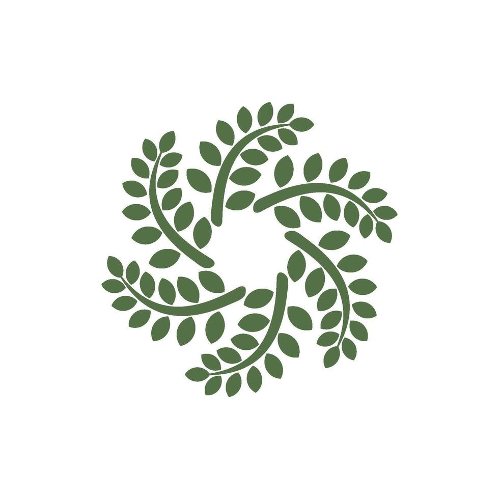 Decorative Green Leaves Circle Ornamental Logo Template Illustration Design. EPS 10. vector