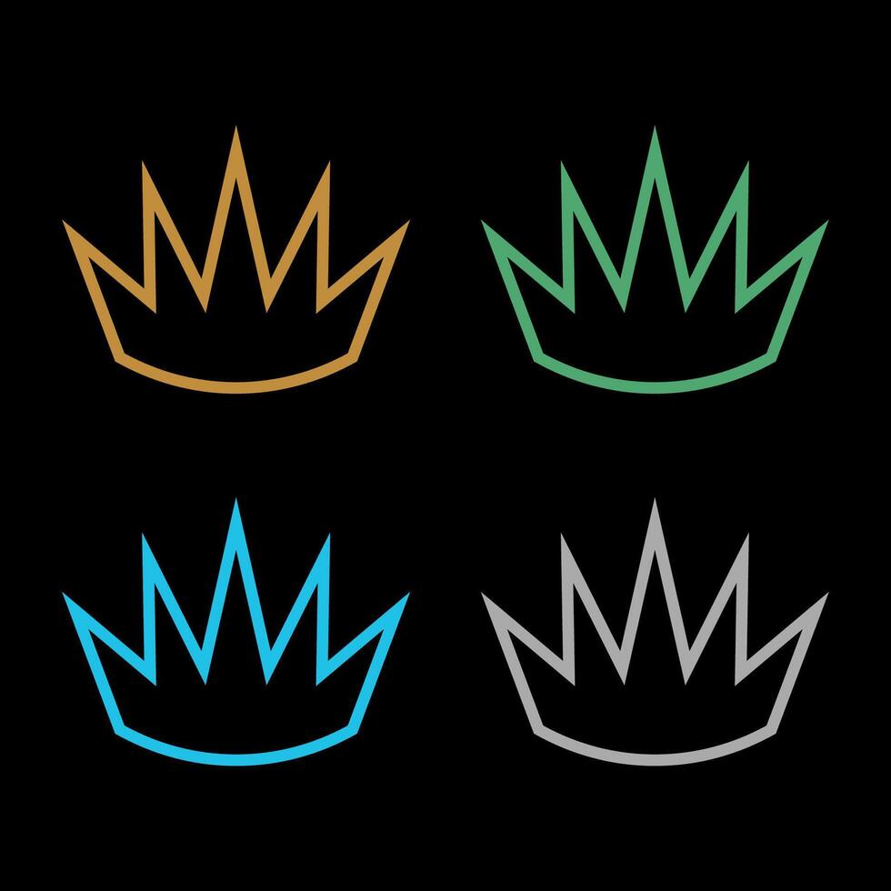 set Colorful Crown Line Logo Template Illustration Design. EPS 10. vector
