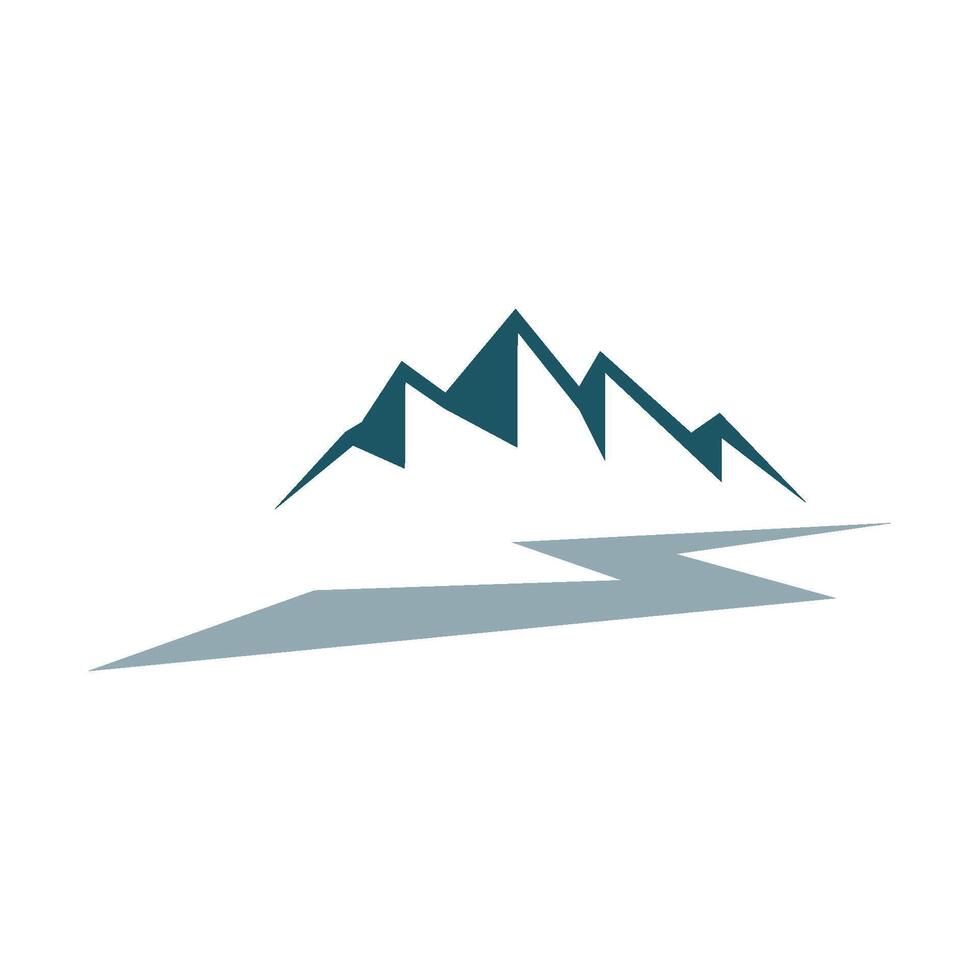 Blue Mountain Line with River Logo Template Illustration Design. EPS 10. vector