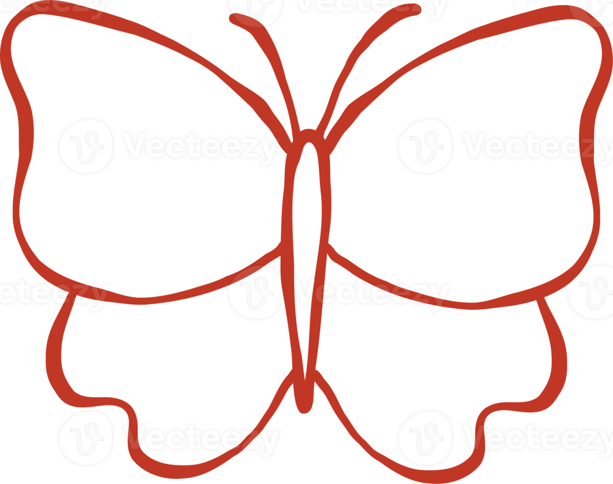 Simple Butterly shape Doodle Outline png
