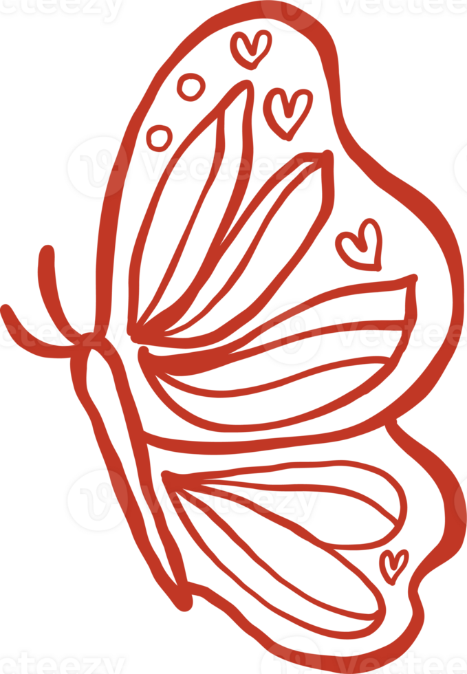 Retro Butterly Doodle Outline Hand drawn png