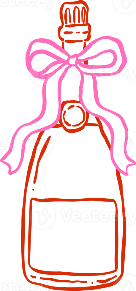 Champagne Bottle with bow Outline png