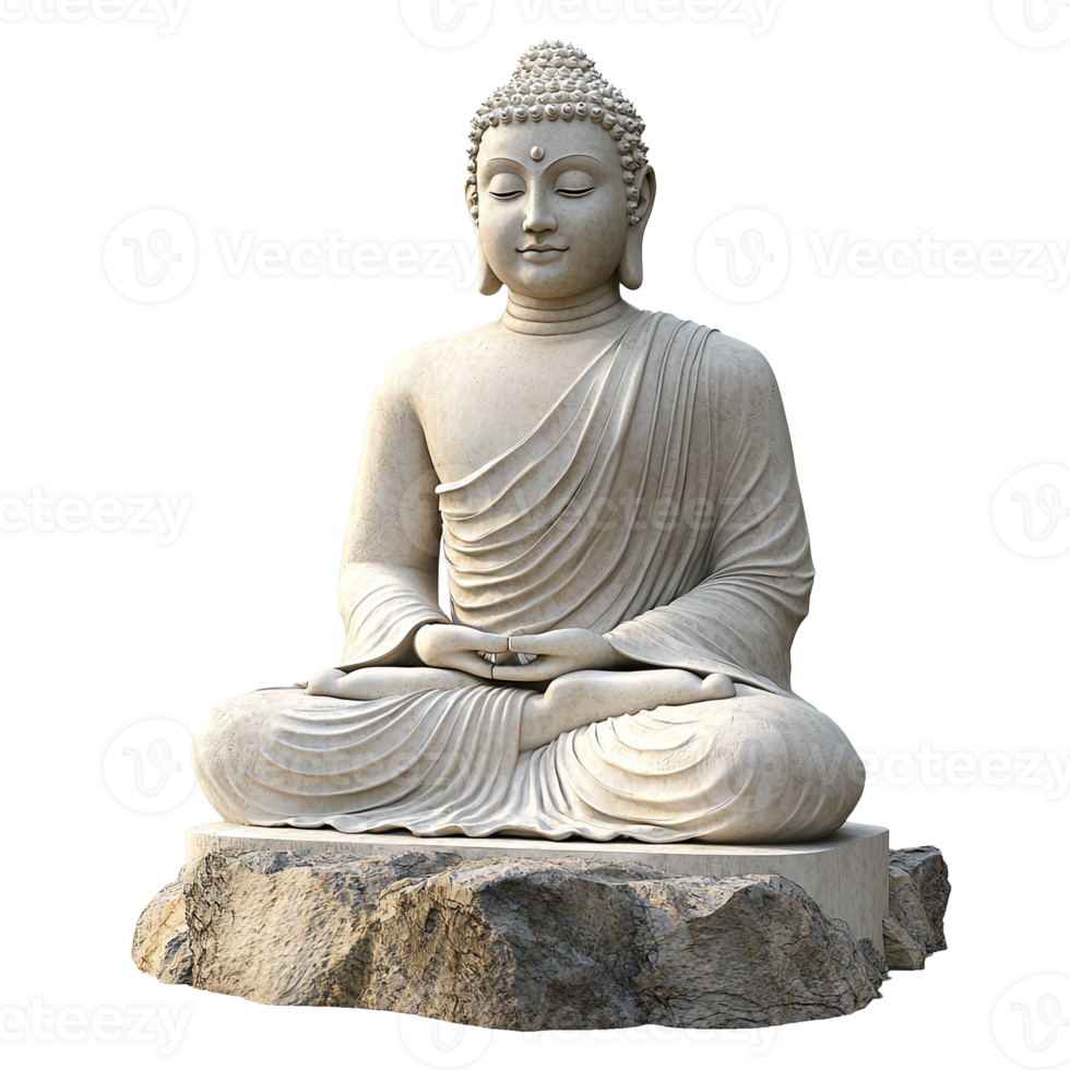Buddha statue character on transparent background. png