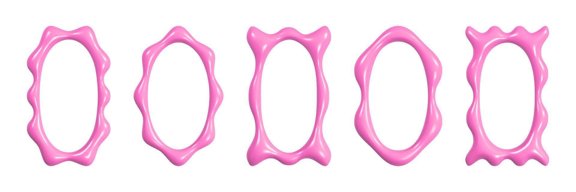 Vintage wave frame designs in pink that capture a playful y2k aesthetic with a 3d look suitable for various creative projects. vector