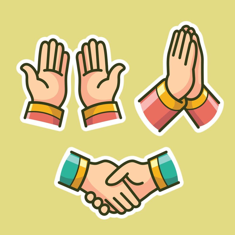 hand shaking hands icons set ramadan islamic holiday vector