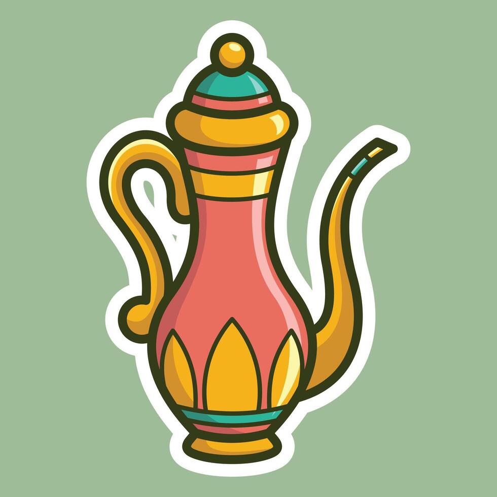 a sticker of a colorful tea pot vector