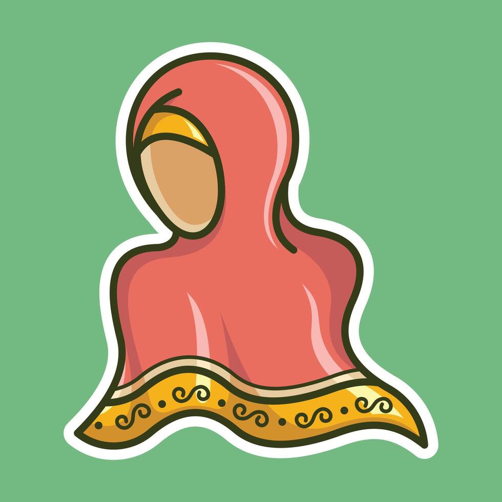 muslim woman in hijab icon sticker vector