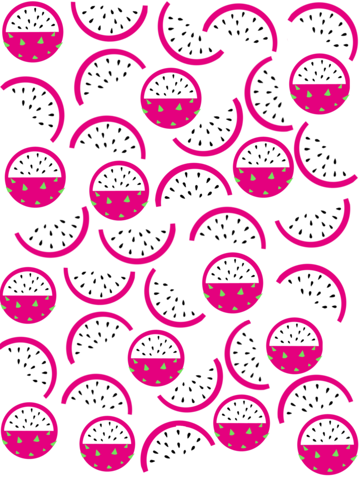 seamless pattern with slice dragon fruits png