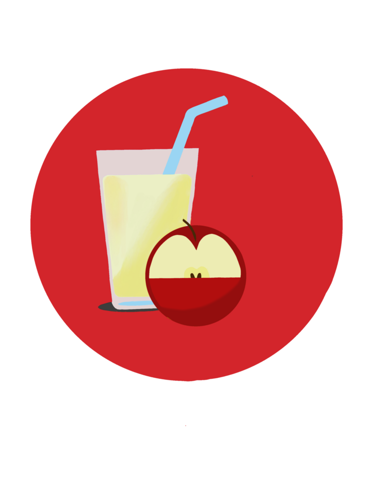 apple juice in red circle over white background png