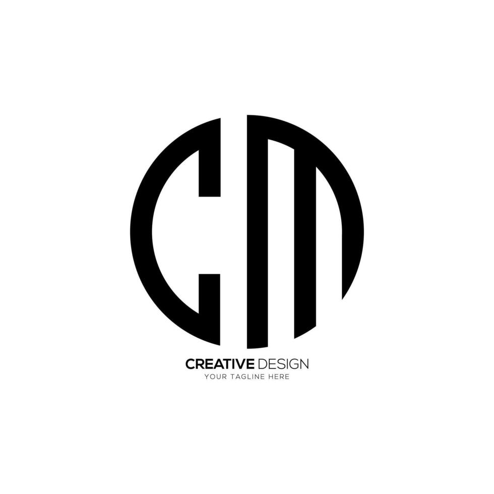 Letter Cm or Mc with unique circle shape creative monogram alphabet logo vector