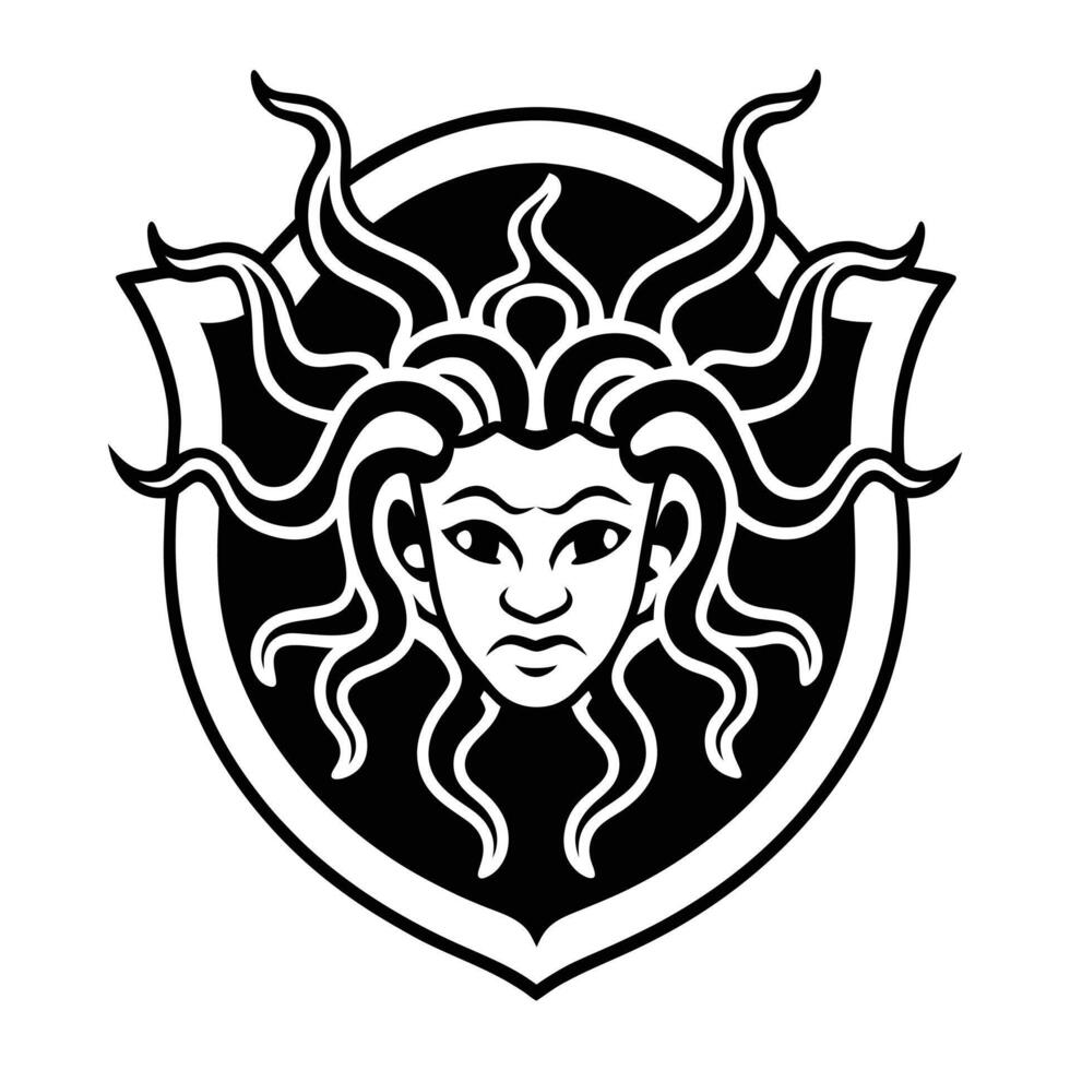 medusa head cursed crest logo vector