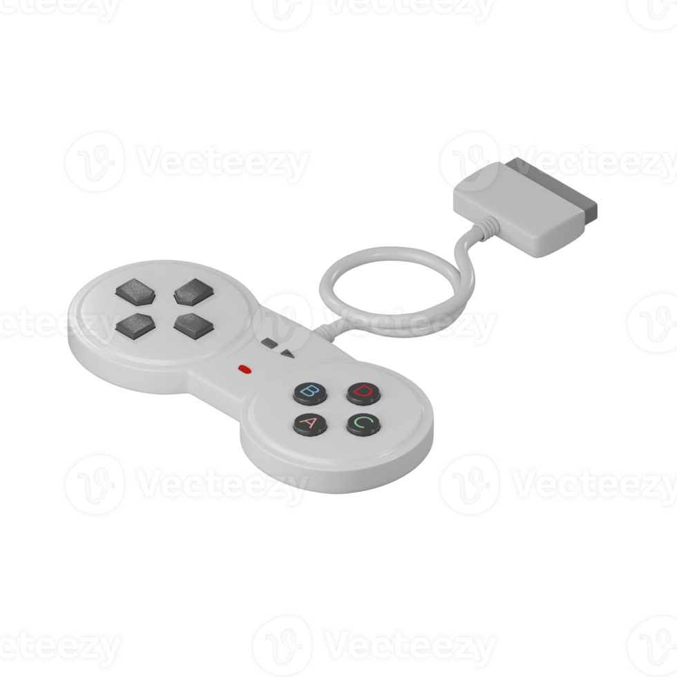 gamepad 3d modelo. isométrica 3d representación de retro cableado consola juego controlador png