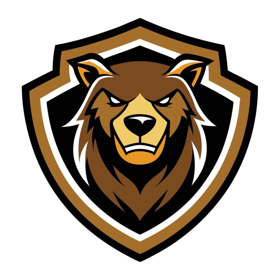 bear head warrior shield logo vector