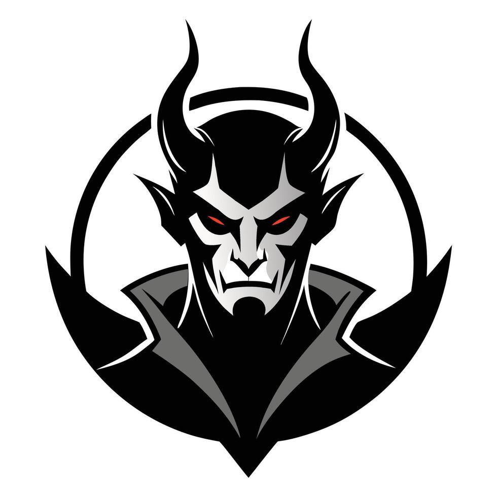 demon head infernal emblem logo silhouette vector