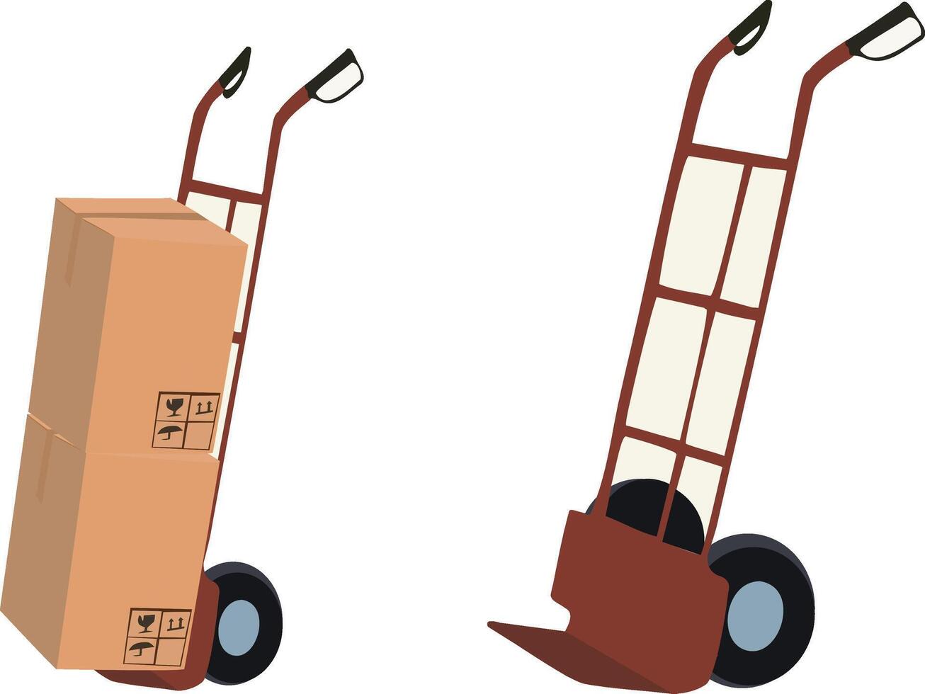 Hand truck with boxes and a cart vector