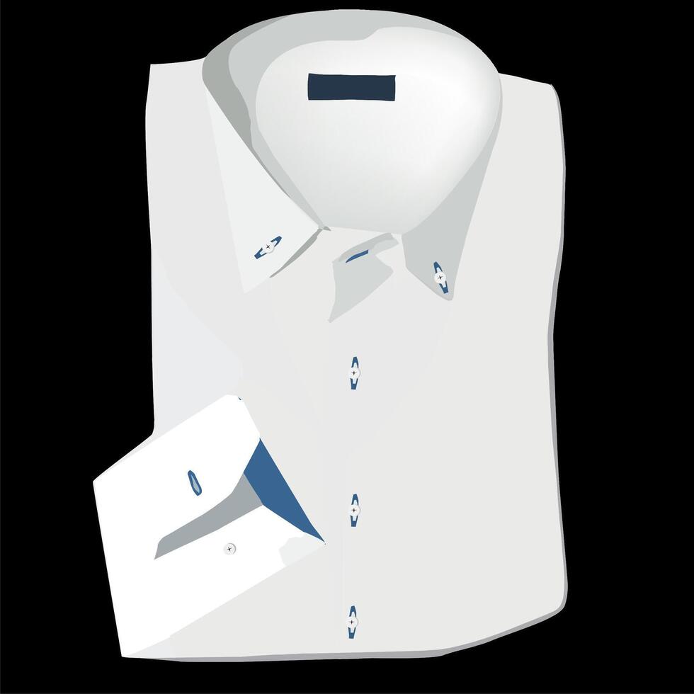 A white shirt with blue buttons on the collar vector