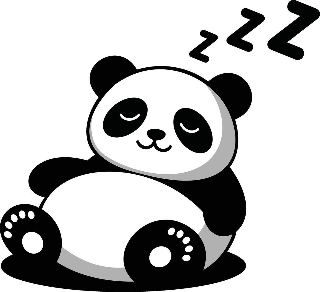 A panda bear sleeping on its side with its eyes closed vector