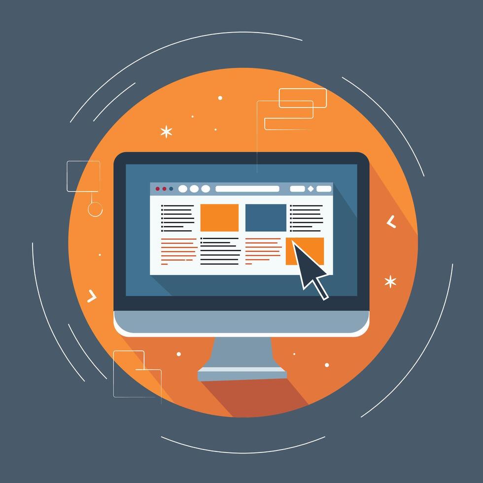 Flat Design Website Development and UI Concept Illustration vector